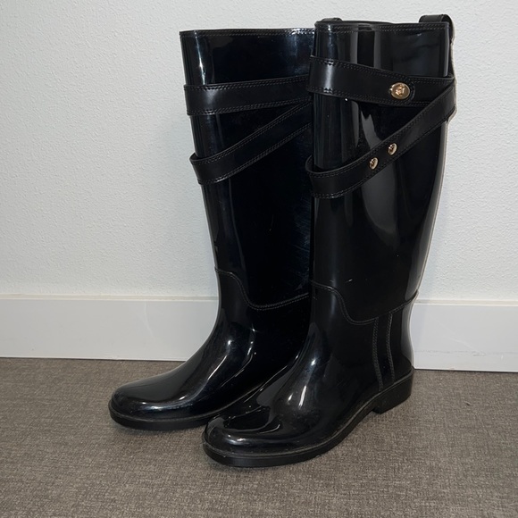 Coach rain boots, size 9, black - Picture 1 of 3